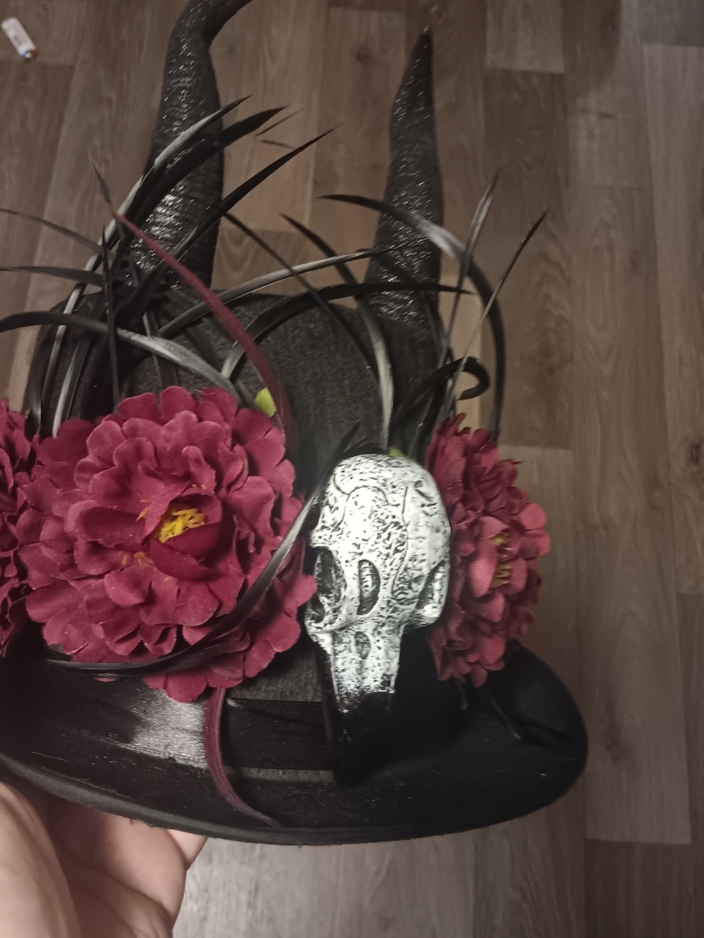 Black & Red Horned Halloween Hat Like New